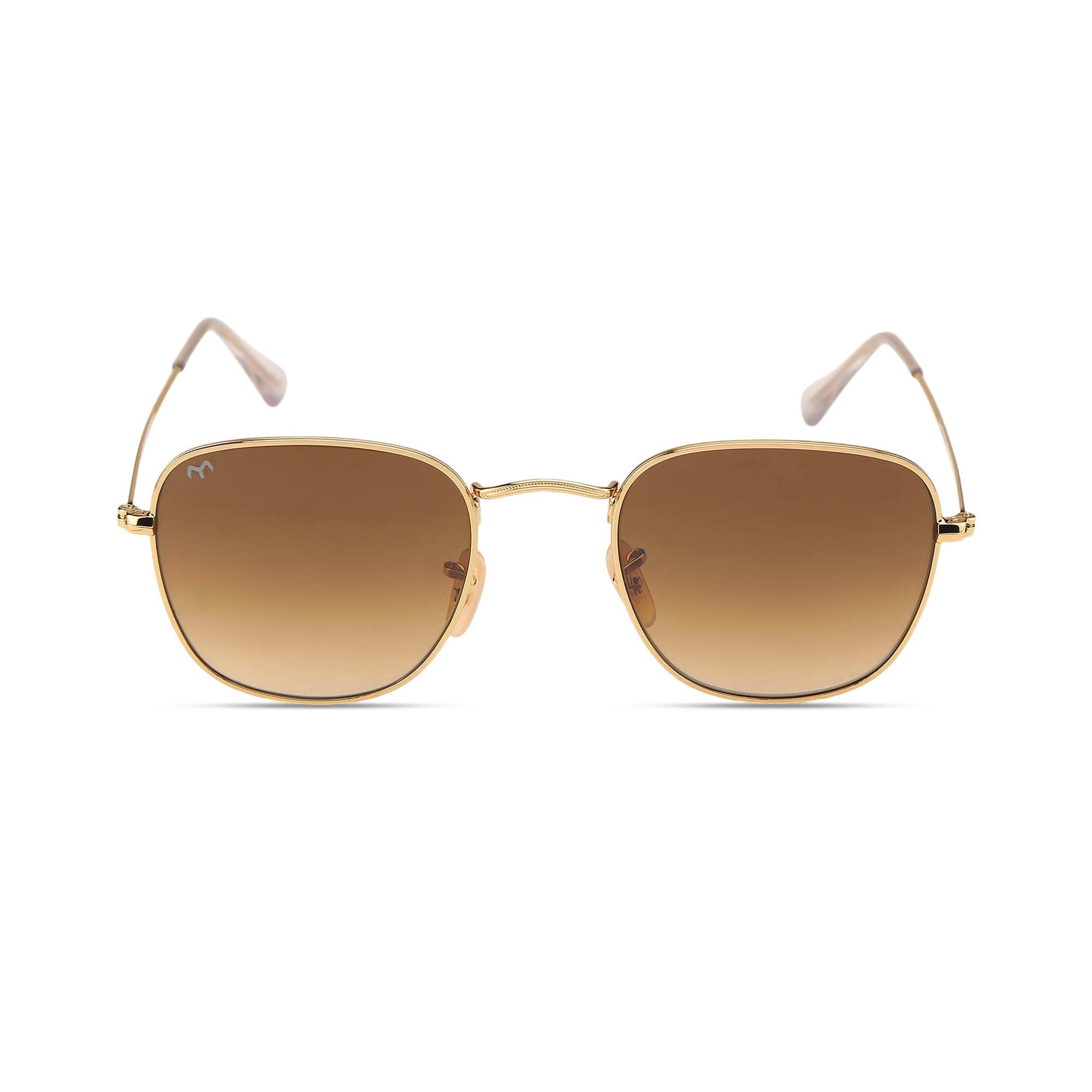 Quadrangle - Brown Metal Unisex Square Sunglasses