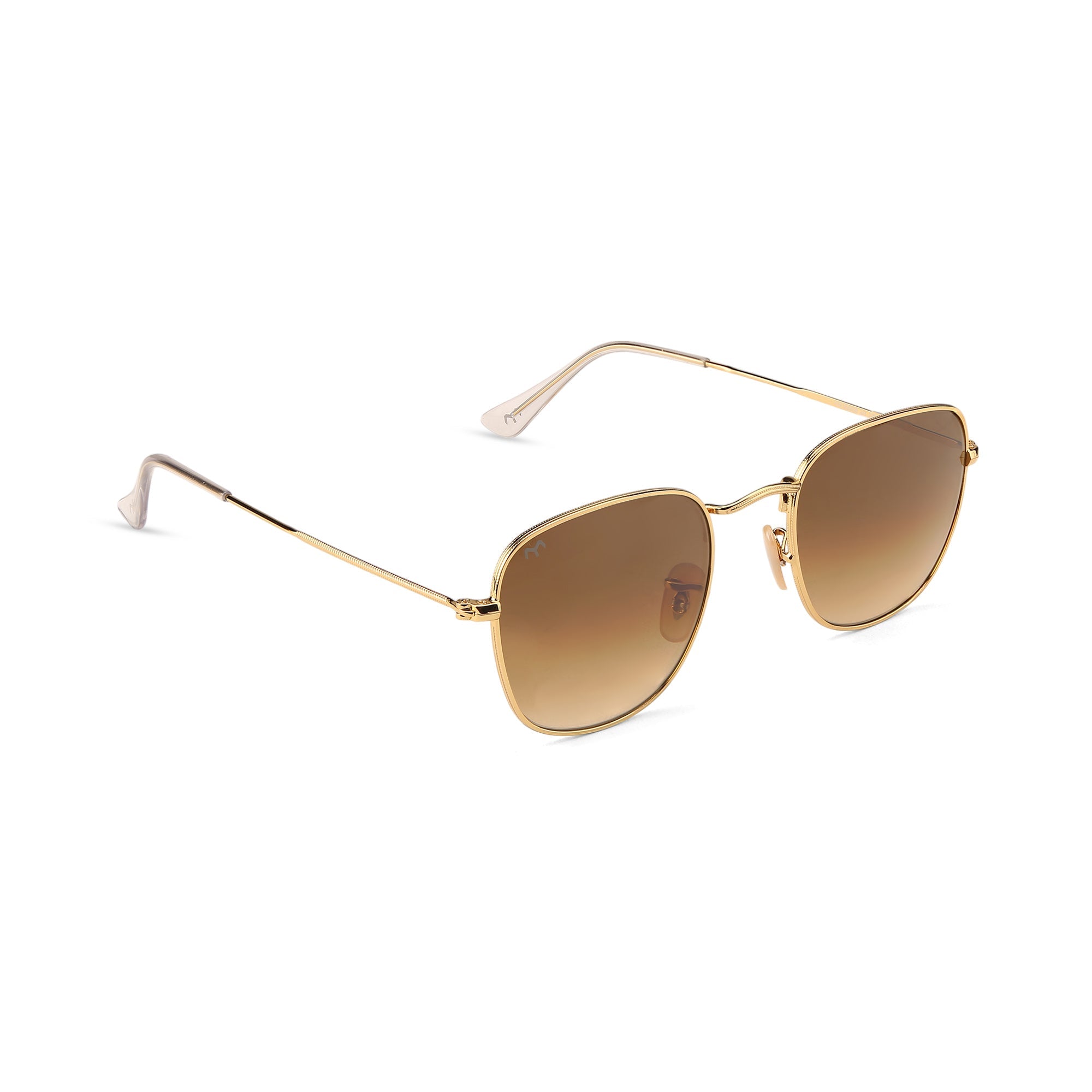 Quadrangle - Brown Metal Unisex Square Sunglasses