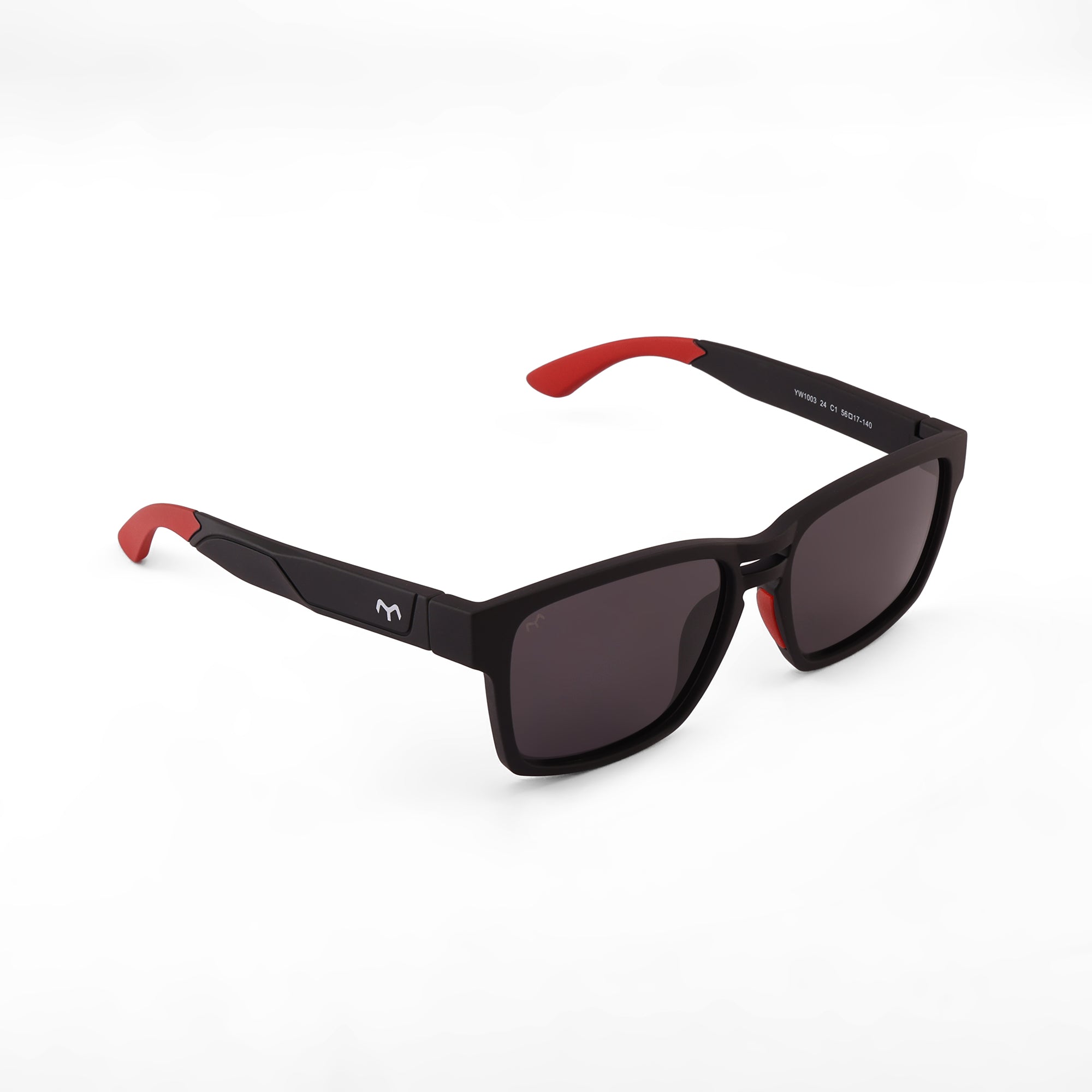 Linear - TR Black Polarized Rectangle Sunglasses for Men