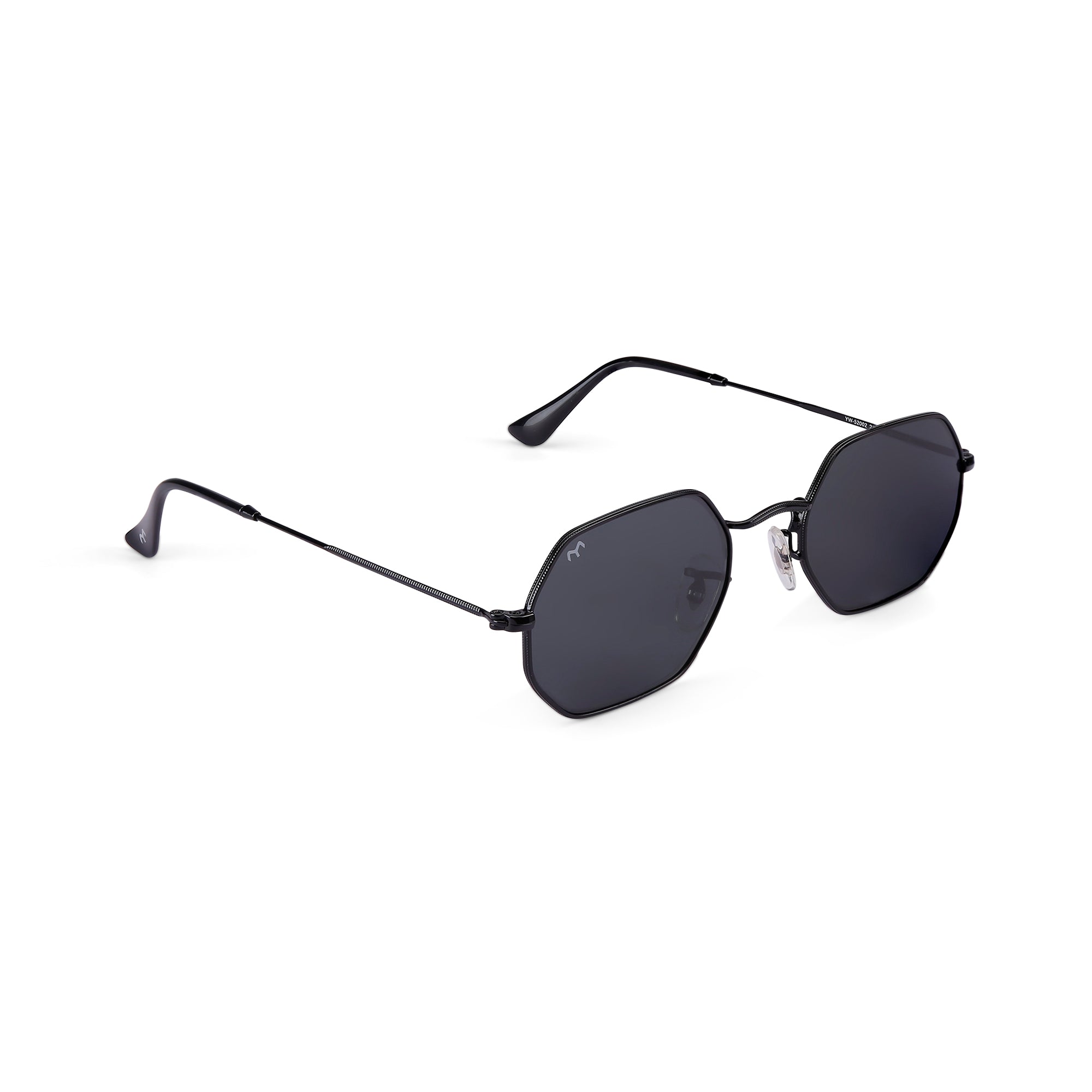 EdgeSix - Black Metal Unisex Hexagon Sunglasses