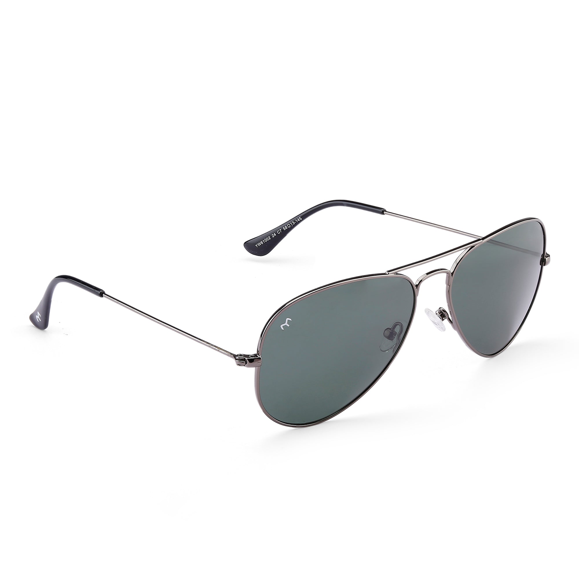 Clipster - Deep Green Metal Unisex Aviator Sunglasses