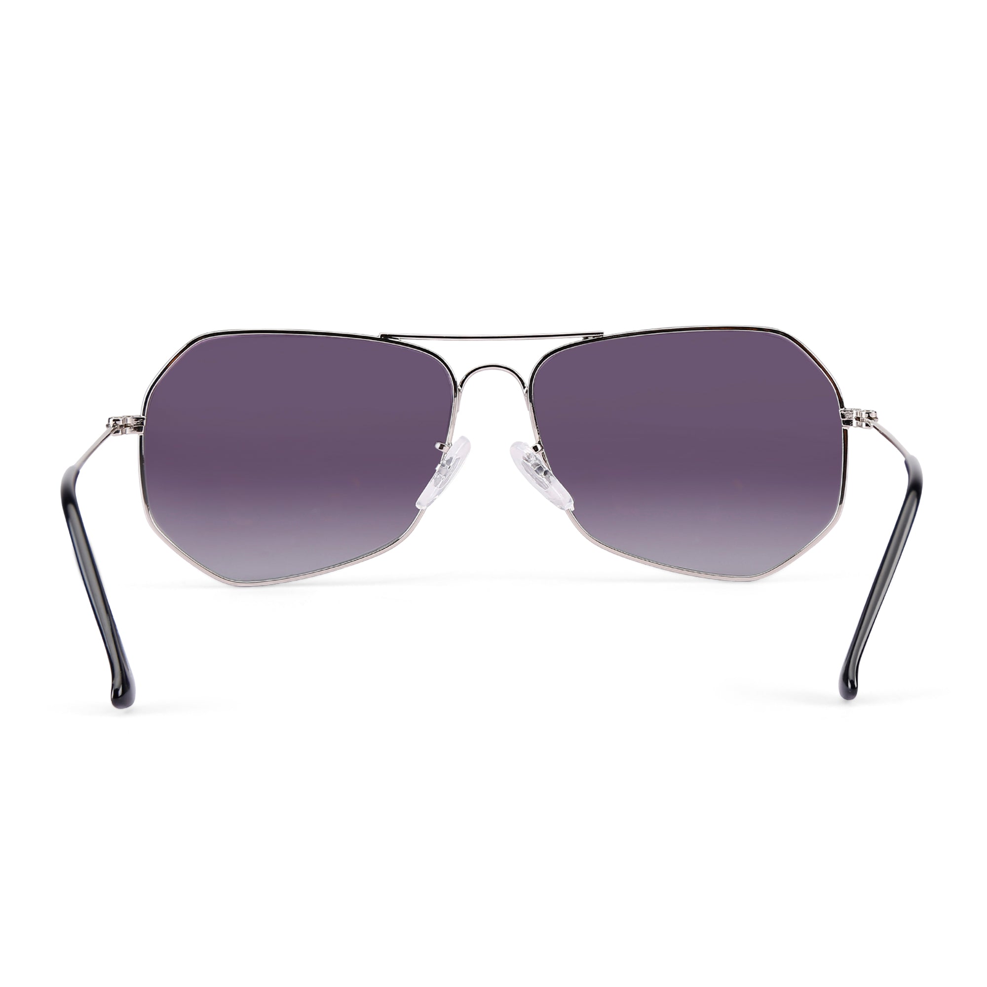 SixTrend - Unisex Metal Black Hexagon Sunglasses