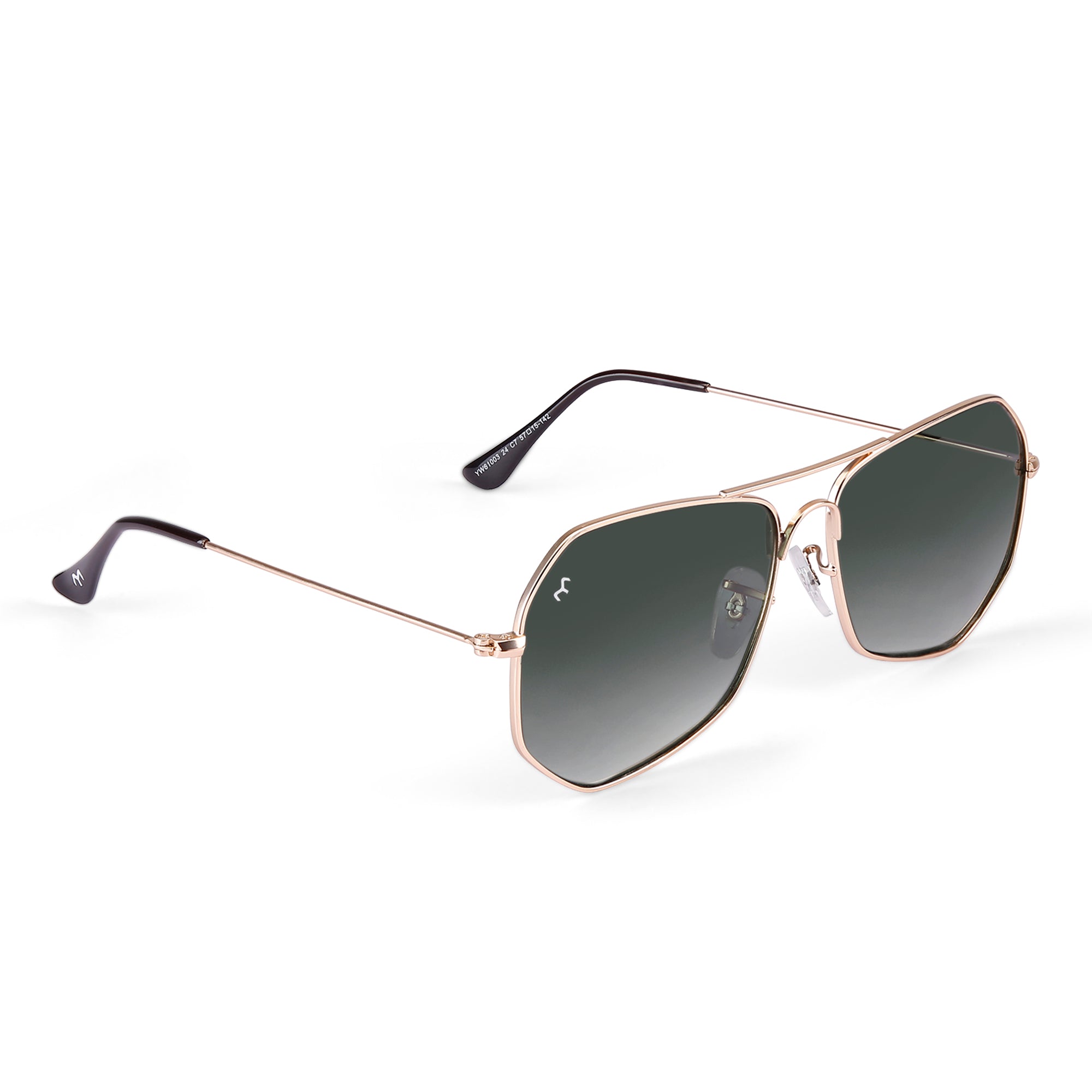 SixTrend - Unisex Metal Deep Green Hexagon Sunglasses