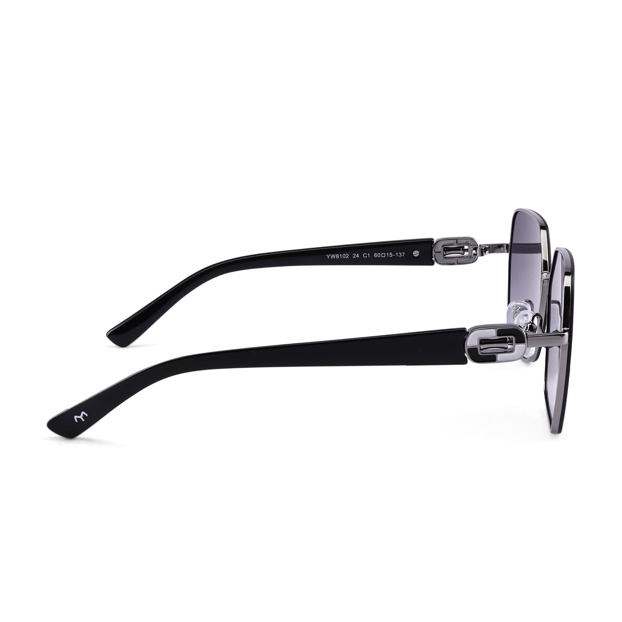 SixSphere - Black Metal Hexagon Sunglasses for Women
