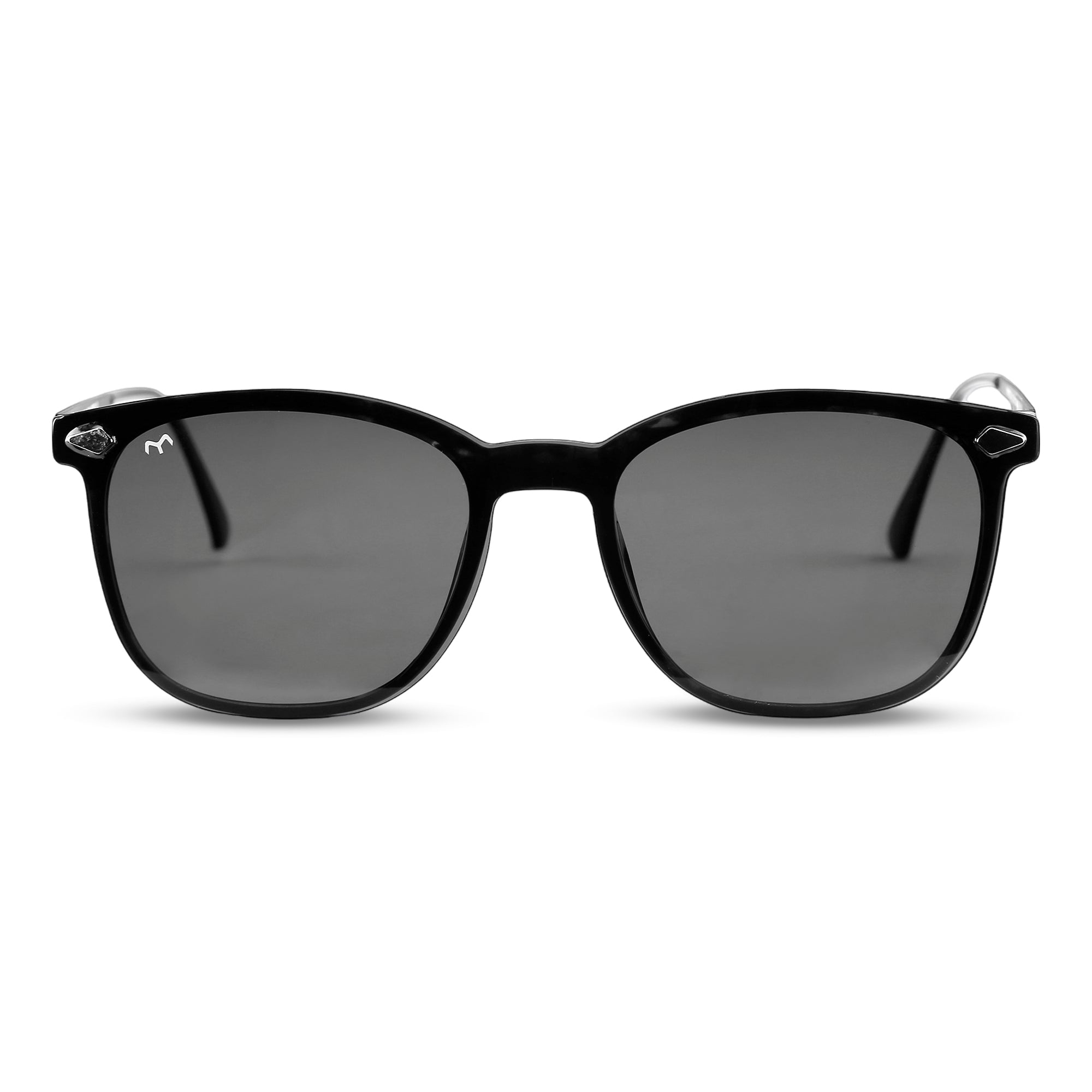 Squovaluxe - TR Metal Black Curve Square Men's Clip-on Glasses