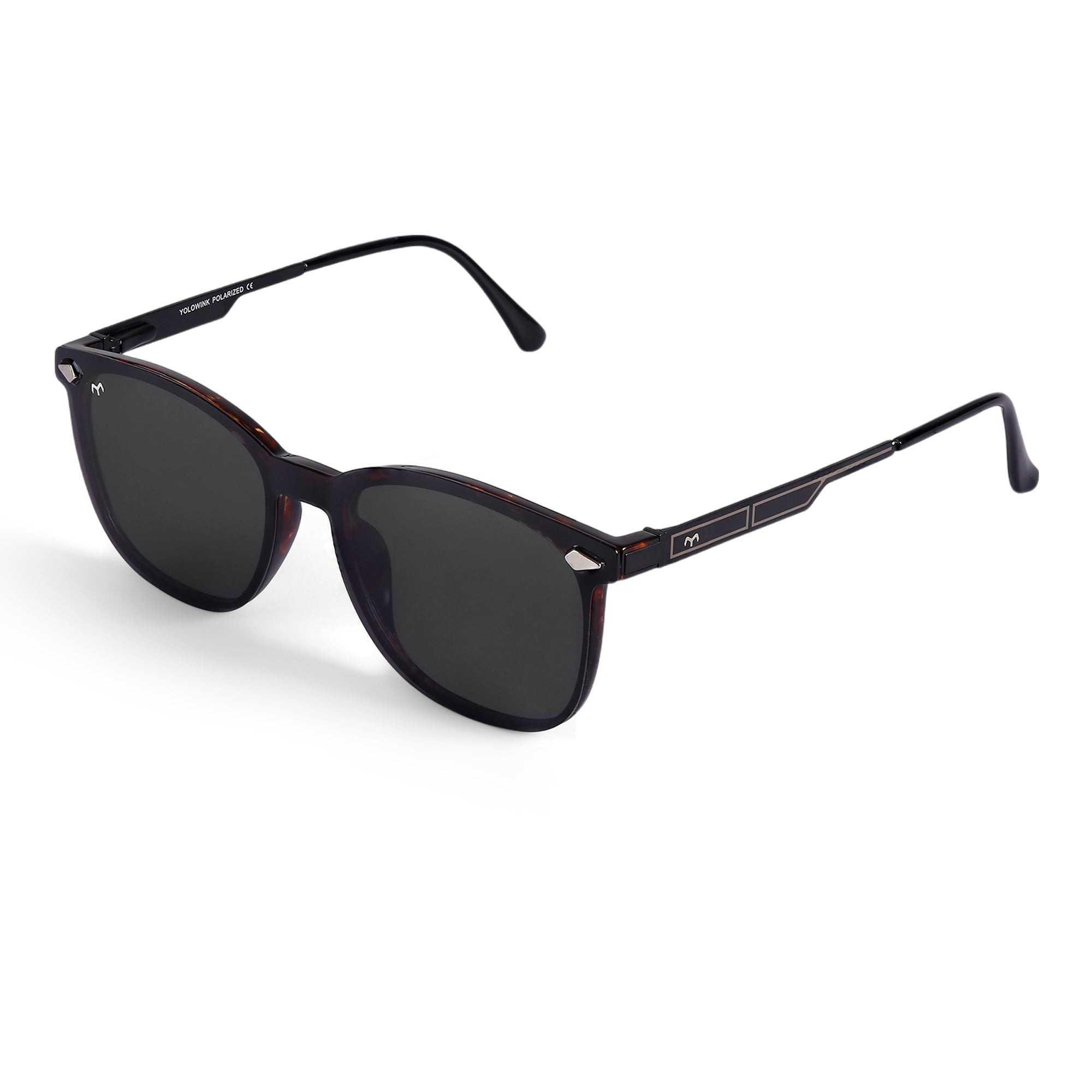 Squovaluxe - TR Metal Black Curve Square Men's Clip-on Glasses
