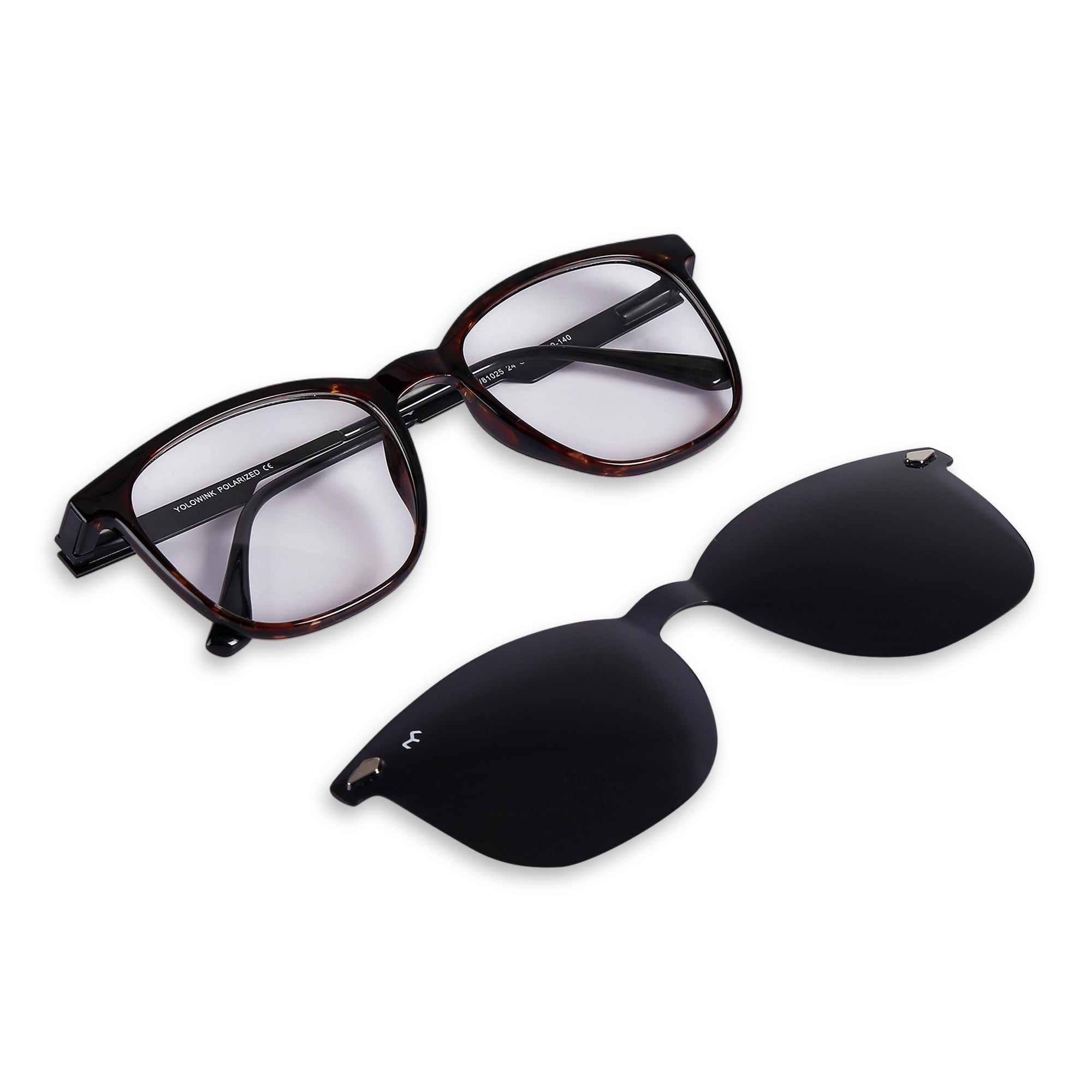 Squovaluxe - TR Metal Black Curve Square Men's Clip-on Glasses