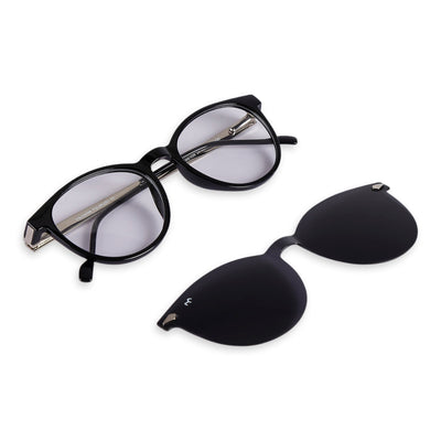ClipZeez - TR Metal Black Oval Clip-on Glasses for Women