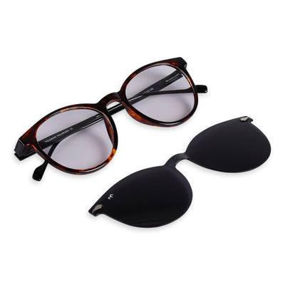 ClipZeez - TR Metal Black Oval Clip-on Glasses for Women