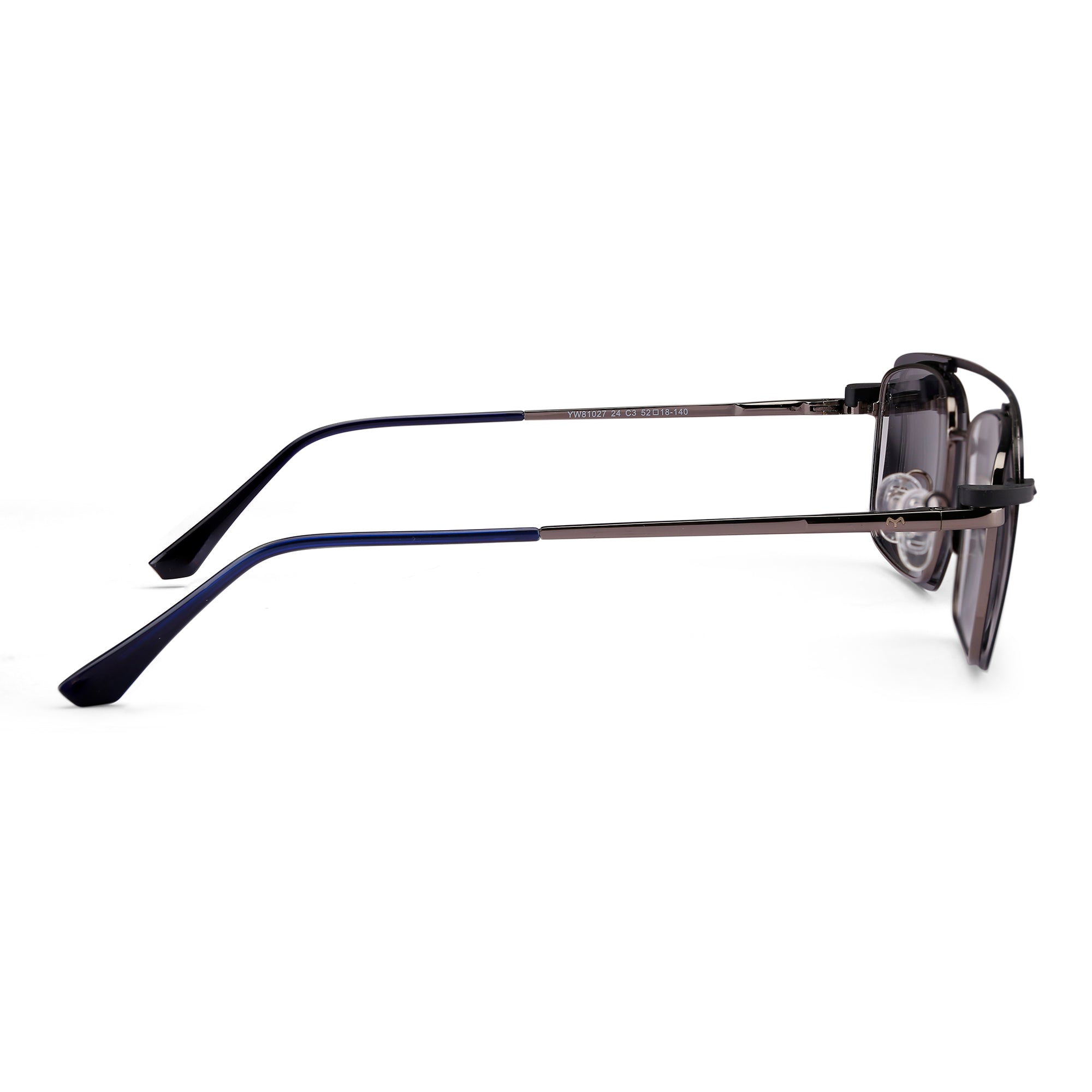 Prime - Metal Gun Square Clip-on Glasses for Men