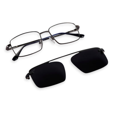 Prime - Metal Gun Square Clip-on Glasses for Men