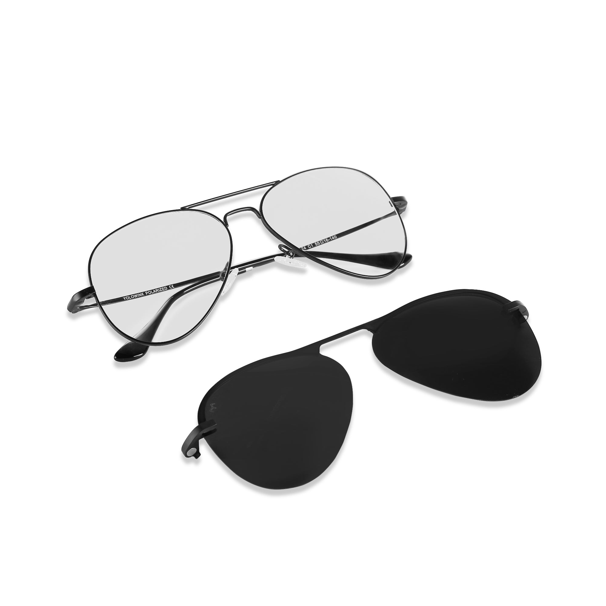 Avings - Metal Black Aviator Clip-on Glasses for Men
