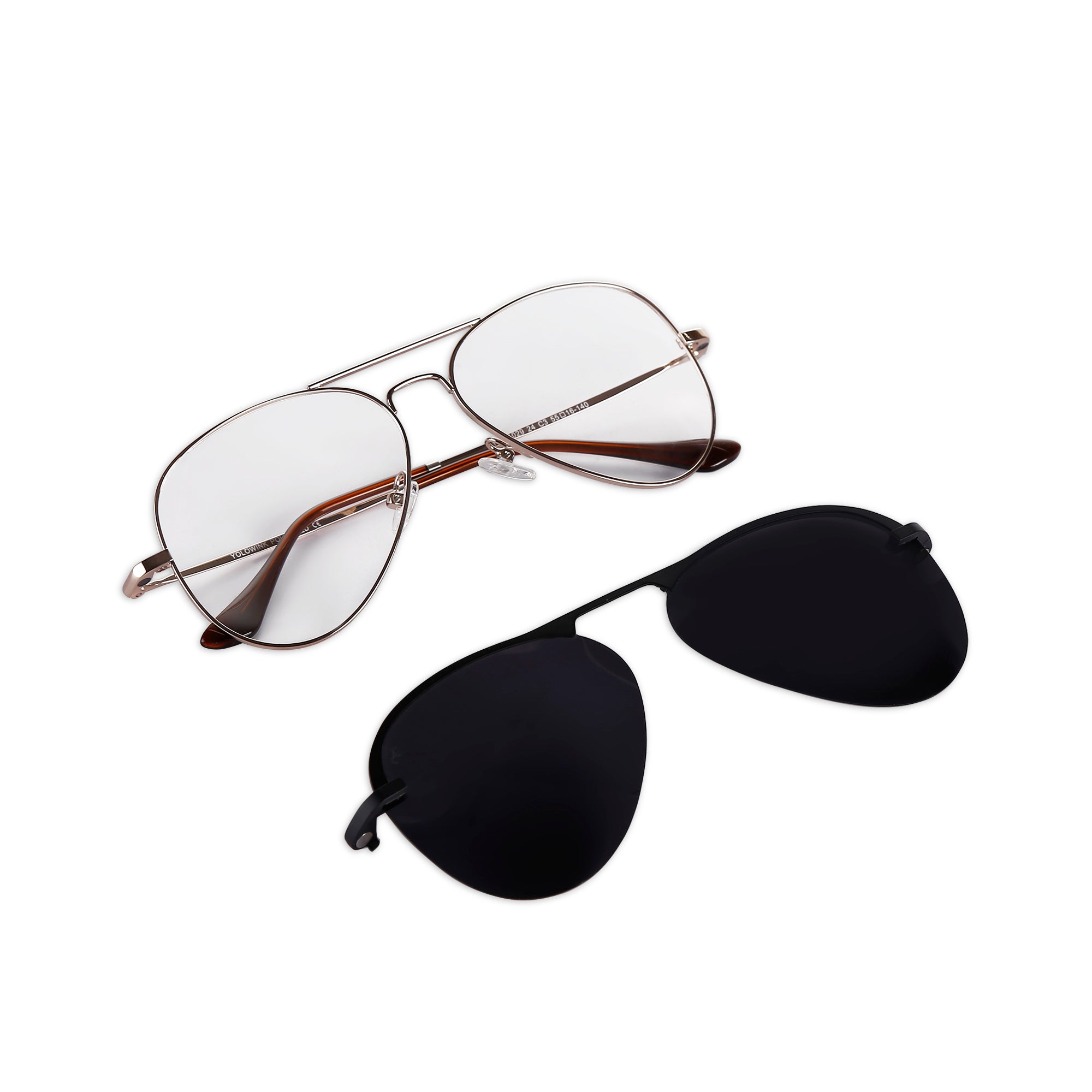 Avings - Metal Black Aviator Clip-on Glasses for Men