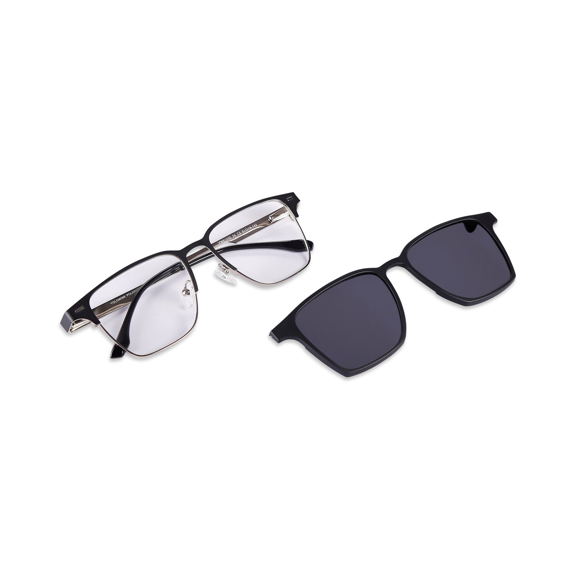 Clarity - Metal Black Square Clip-on Glasses for Men