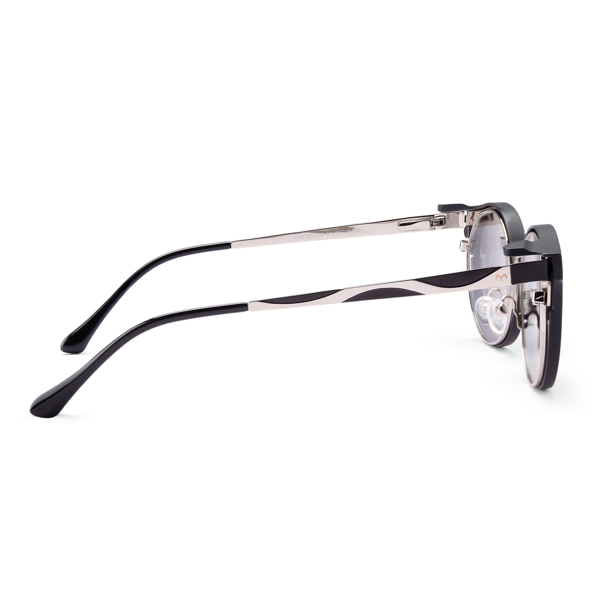 Ovaleez  - Metal Black Unisex Oval Clip-on Glasses
