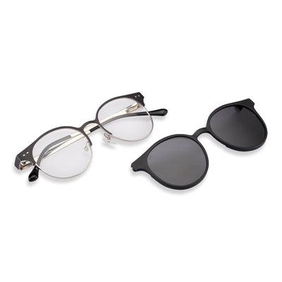 Ovaleez  - Metal Black Unisex Oval Clip-on Glasses