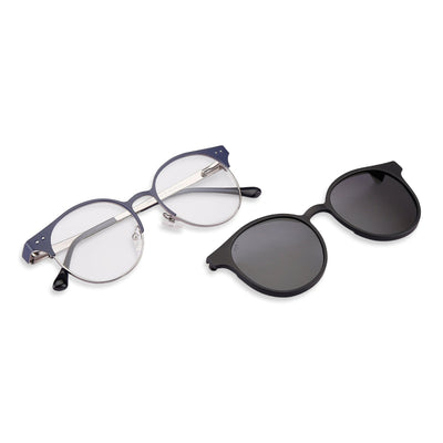 Ovaleez  - Metal Black Unisex Oval Clip-on Glasses