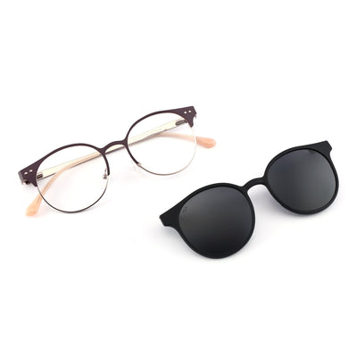 Ovaleez  - Metal Black Unisex Oval Clip-on Glasses