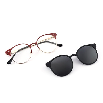 Ovaleez  - Metal Black Unisex Oval Clip-on Glasses