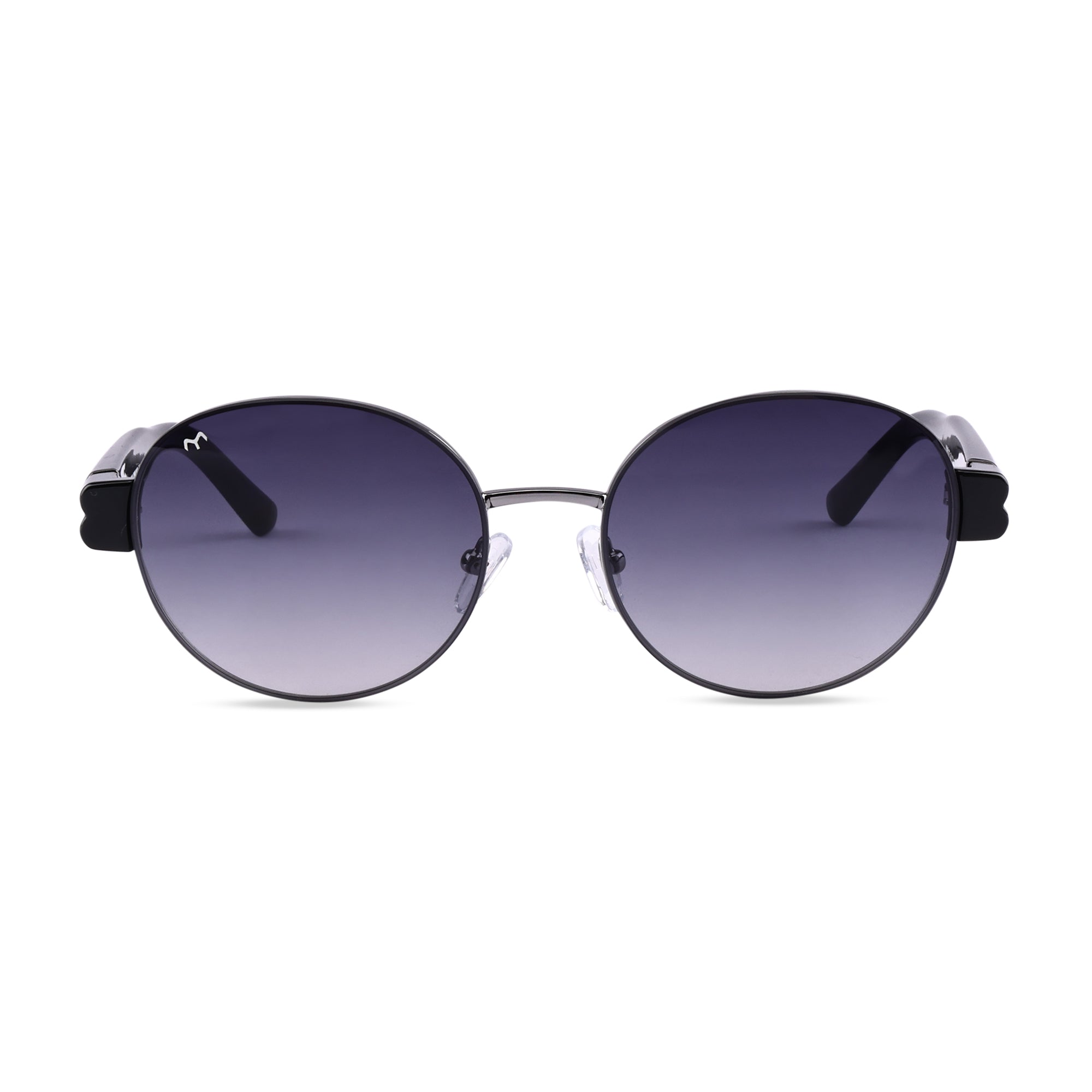 Ellipse - Grey Metal Oval Sunglasses For Women