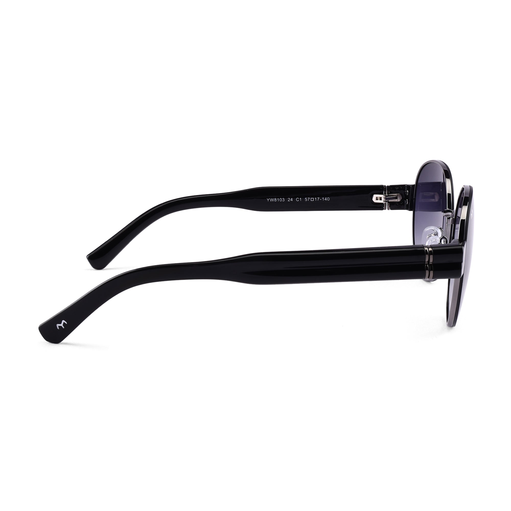Ellipse - Grey Metal Oval Sunglasses For Women