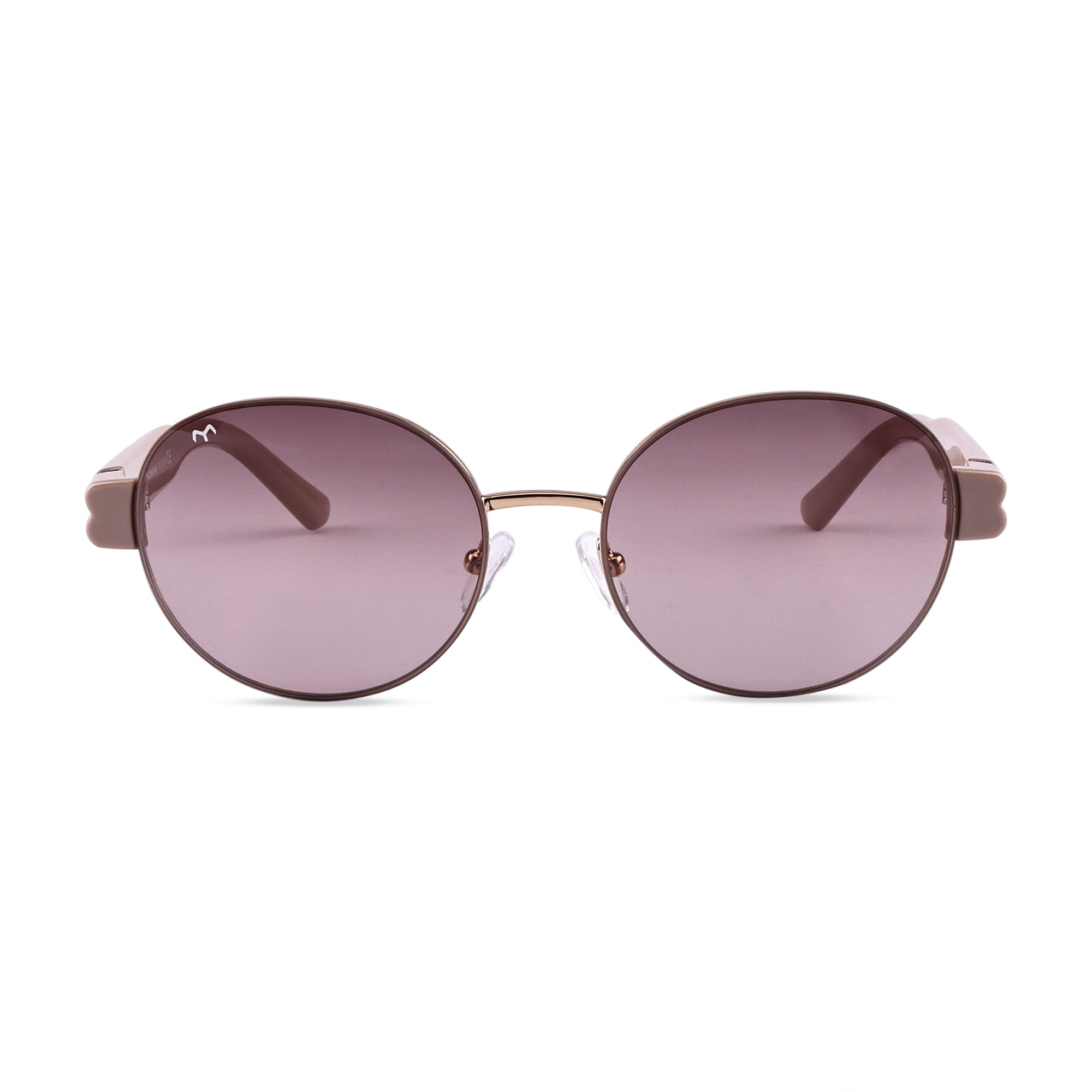 Ellipse - Pink Metal Oval Sunglasses For Women