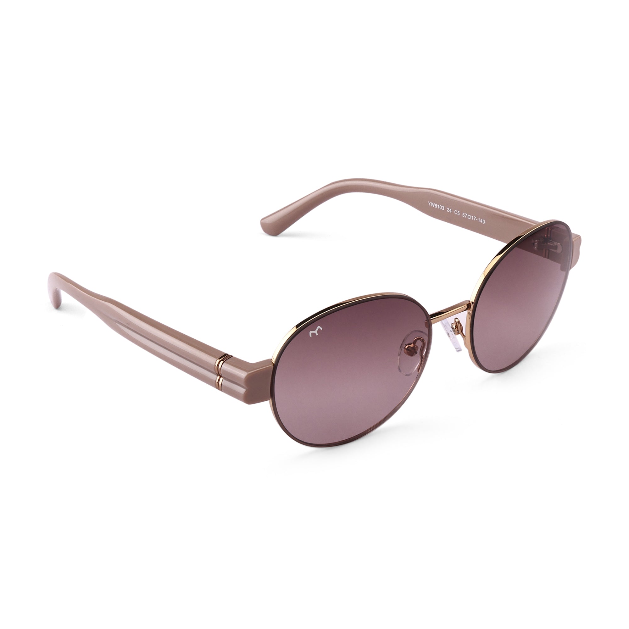 Ellipse - Pink Metal Oval Sunglasses For Women