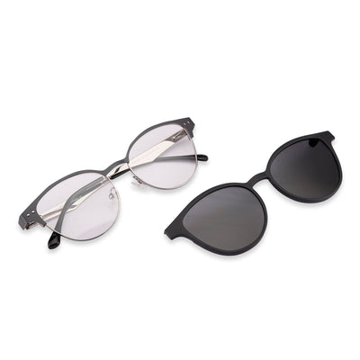 MeoLooks - Metal Black Cat Eye Clip-on Glasses