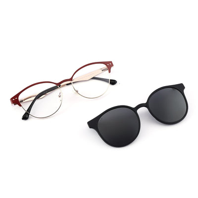 MeoLooks - Metal Black Cat Eye Clip-on Glasses