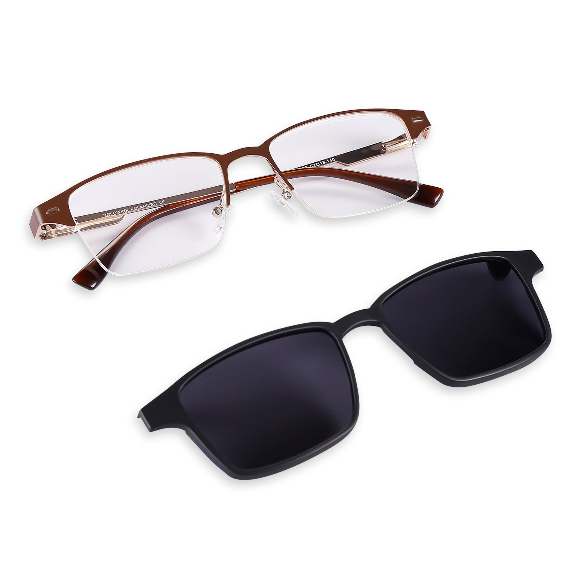 BoxedMen - Metal Black Square Clip-on Glasses for Men