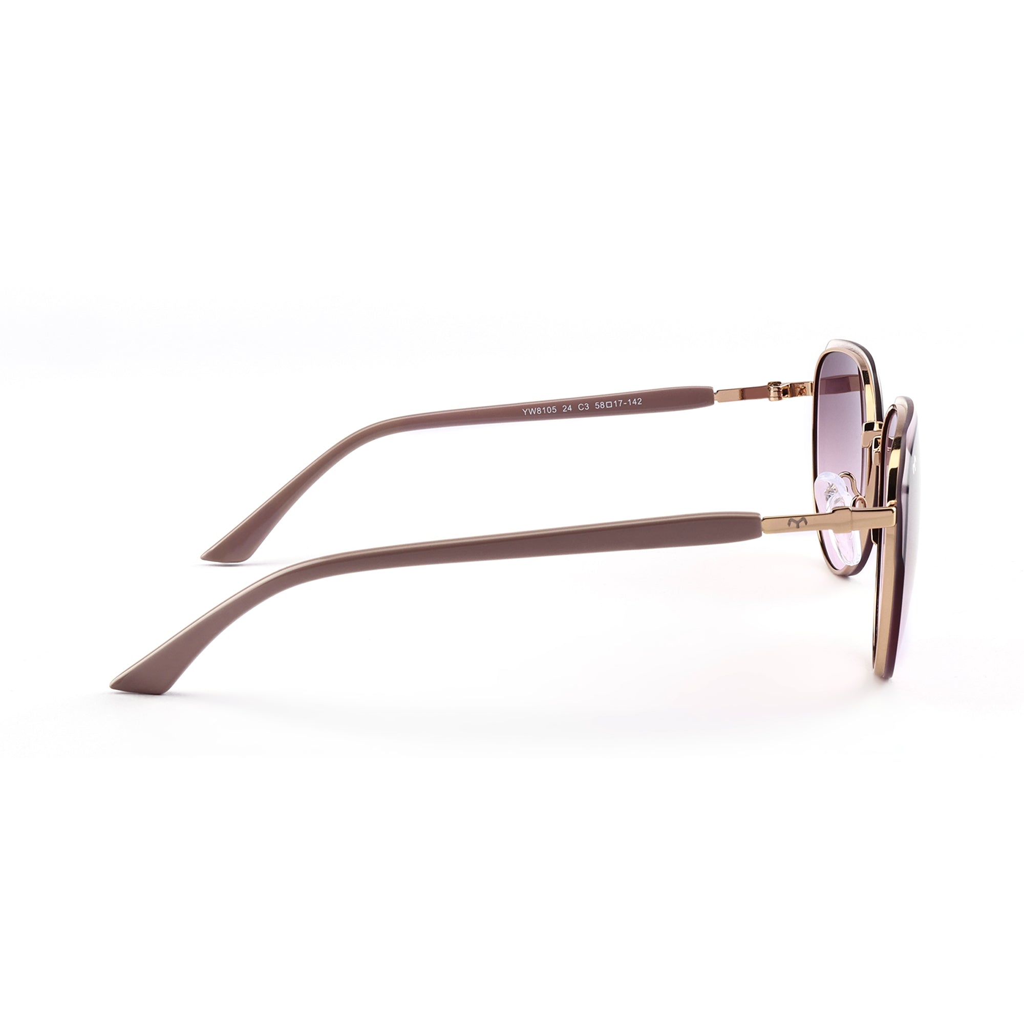 SixSense - Pink Metal Hexagon Sunglasses for Women