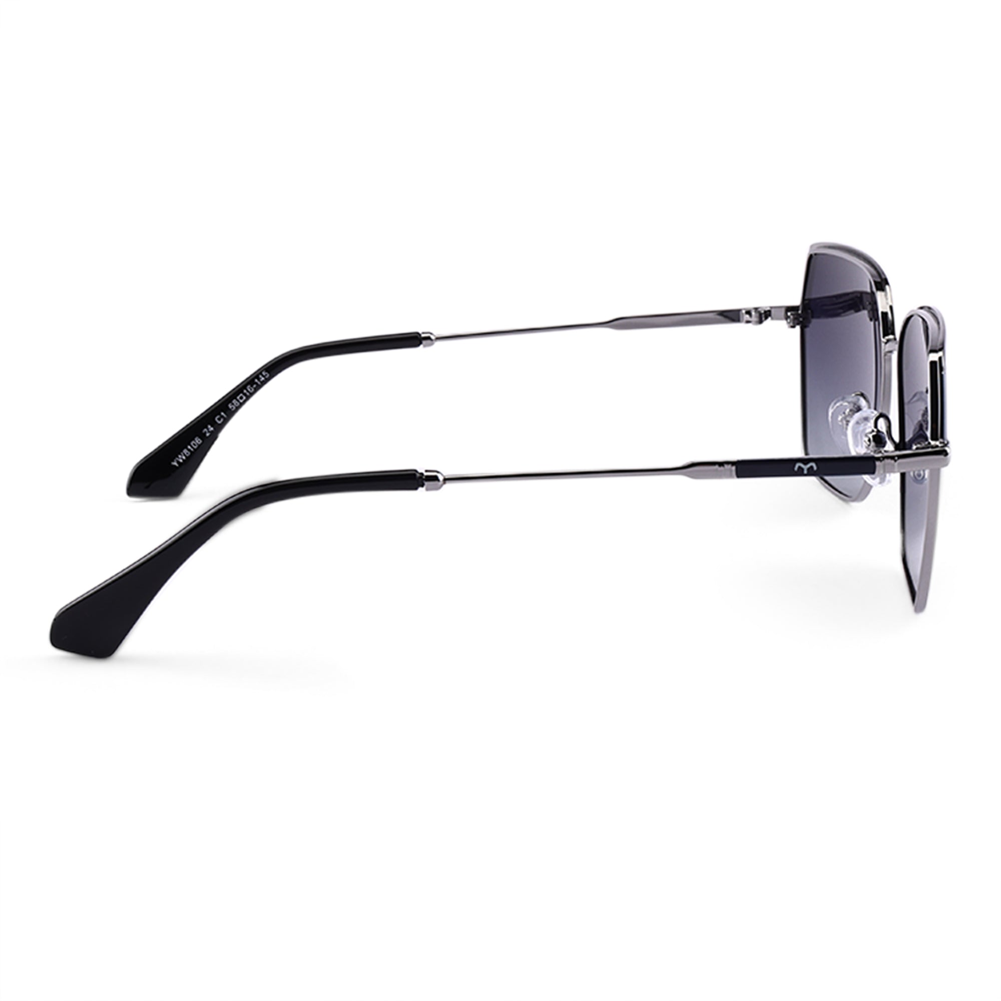 HexaBlink - Black Metal Hexagon Polarized Sunglasses for Women