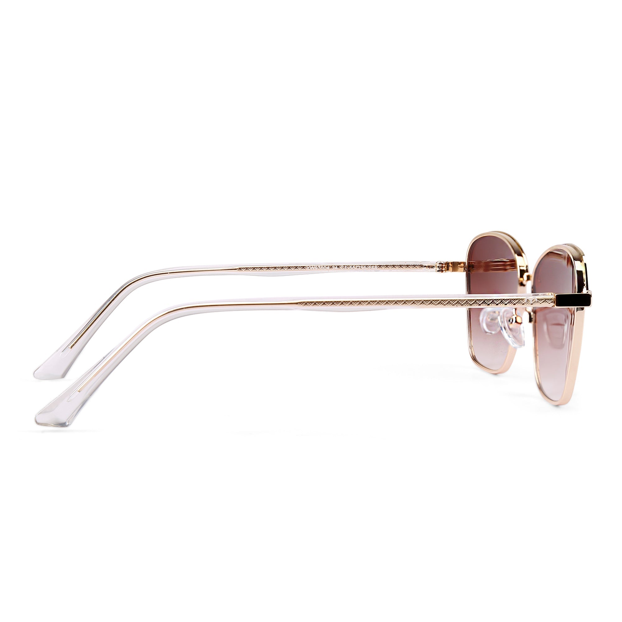 RectaCut - Metal Brown Rectangle Sunglasses for Women